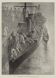 Kriegsvorbereitungen, ein 27-Knoten-Torpedoboot-Zerstörer macht sich bereit